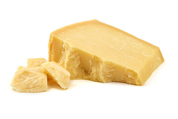 Parmesan Cheese Chunk, isolated on white background