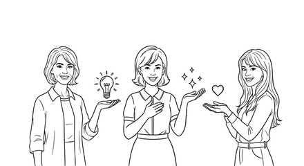 Women sharing ideas, inspiration, and care with open hands