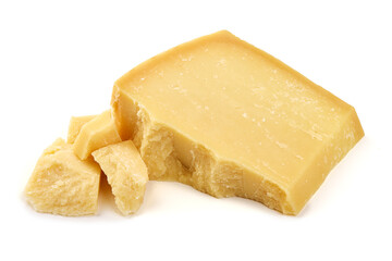 Parmesan Cheese Chunk, isolated on white background