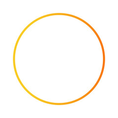 Minimalist orange and yellow gradient circle frame border outline isolated on transparent background 