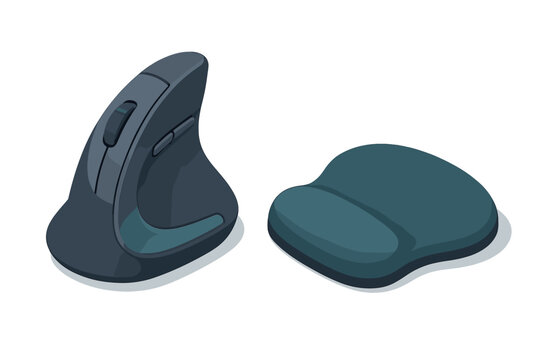 Ergonomic vertical computer mouse and wrist rest pad promoting comfort and health