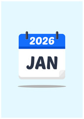 January 2026 calendar vector illustration blue.eps