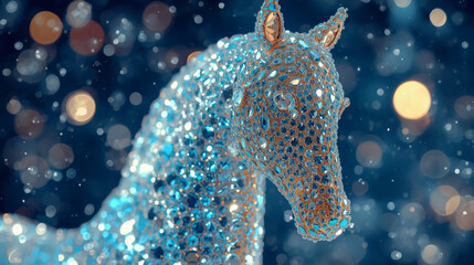Happy New Year 2026. Symbol of the Year. Ice Horse. Luxurious poster or banner for your party and New Year's Eve.