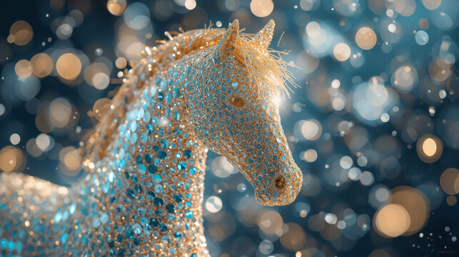 Happy New Year 2026. Symbol of the Year. Ice Horse. Luxurious poster or banner for your party and New Year's Eve.