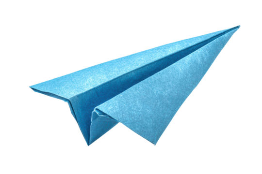 paper airplane isolated on white or transparent png