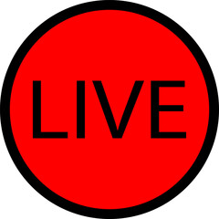 Live streaming icon. Live broadcast video broadcasting icon. Broadcast symbol. Social media live video. Red button sign for news, shows, video, TV, movies. Vector icon illustration, PNG or JPG