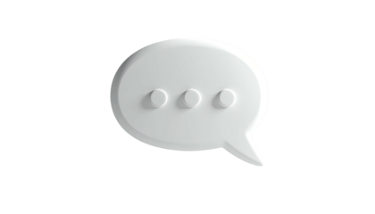 White speech bubble symbol with three dots on a black background