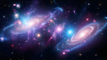 Distant galaxies colliding in a cosmic dance of light and color