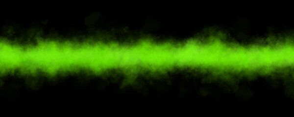 Green smoke stripe with glowing neon effect on transparent background useful as mockup template or sci fi energy stream design
