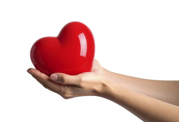 Mani e cuore concetto di amare e donare, su sfondo trasparente