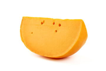 Mimolette Cheese Wedge, isolated on white background