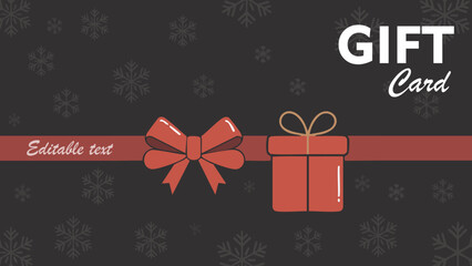 Elegant Flat Vector Gift Card with Red Ribbon and Gift Box