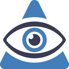 Stylized Blue Eye Inside A Dark Triangle Against A Transparent Background A Symbol Of Watchfulness And Insight
