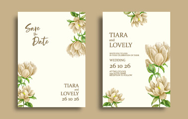 white wedding invitation card with floral water color design