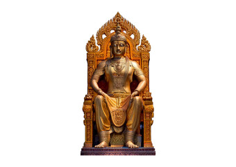 Fototapeta premium Statue of a person sitting on a throne, isolated on a transparent or white background.