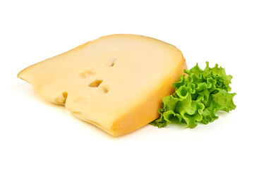 Swiss Cheese with Lettuce, isolated on white background