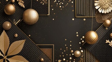 A luxurious holiday display background featuring opulent gold details, creating an elegant, festive, and upscale ambiance perfect for premium seasonal promotions.