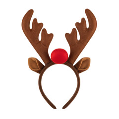 Reindeer antlers headband with red nose on transparent background © BTG