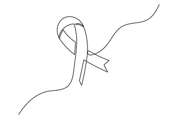 Aids awareness ribbon minimal one line art design isolated on white

