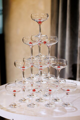 glasses on the table in restaurant