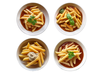 Set Penne with beget able sauce isolated on transparent or white background