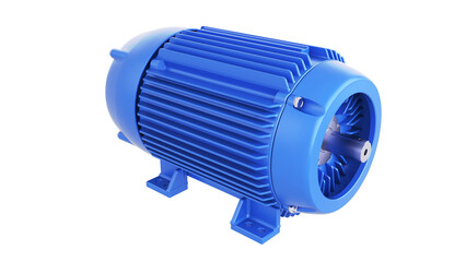 Industrial AC Electric Motor - Three-phase. 3D rendering isolated on white background. Ideal for educational, engineering and industrial design