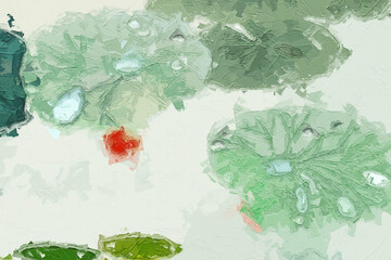 Various oil paintings, flowers, lotus leaves, fish, roses, peonies, willows