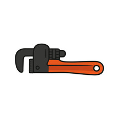 Pipe Wrench Illustration on White Background