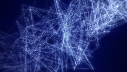 Abstract network of glowing blue connections and nodes forming a digital web structure on a dark surface