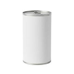 Blank white label tall cylindrical food can mockup