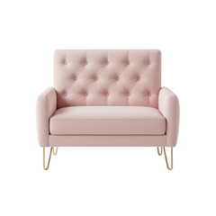 Luxurious pink velvet tufted armchair gold legs
