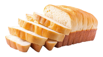 Sliced white bread loaf isolated on a transparent background
