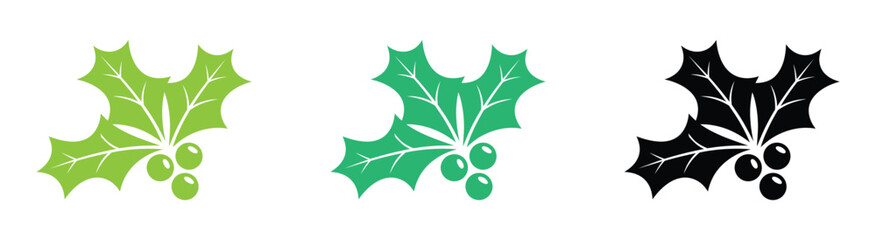 Holly berry Christmas symbol black icon illustration Christmas holly vector art icon isolated on white background © JannatGraphicDesign