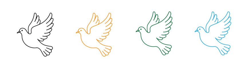 A graceful dove is depicted in silhouette, carrying an olive branch. This iconic image symbolizes peace and hope, presented in a clean, minimalist style.
