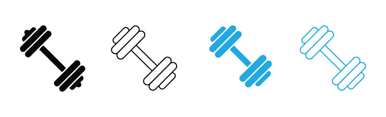 Dumbbell, Weights, barbell, Sports gym, bodybuilding icons button, vector, sign, symbol, logo, illustration, editable stroke, flat design style isolated on white linear pictogram