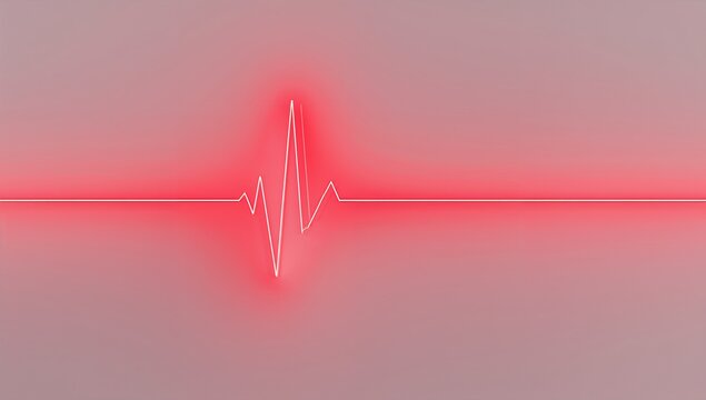 Minimal Red ECG Heartbeat Line on Soft Gradient Background