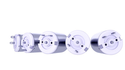 DC Electric Motors - side by side. High-quality 3D rendering isolated on white background. Ideal...