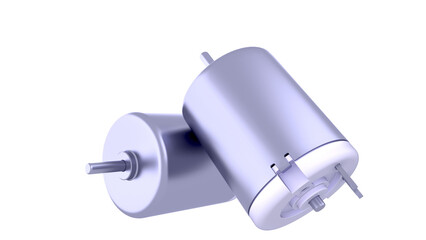 DC Electric Motors - stacked on top of each other. High-quality 3D rendering isolated on white background. Ideal for professionals, educational, engineering, and industrial design.