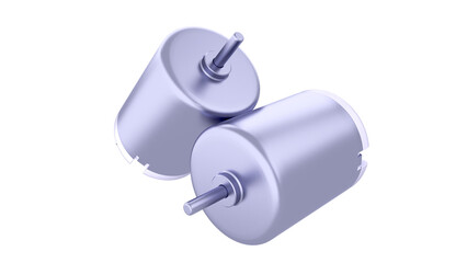 DC Electric Motors - stacked on top of each other. High-quality 3D rendering isolated on white background. Ideal for professionals, educational, engineering, and industrial design.