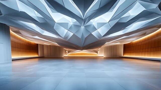 Abstract architecture interior design building modern art geometric structure ceiling space