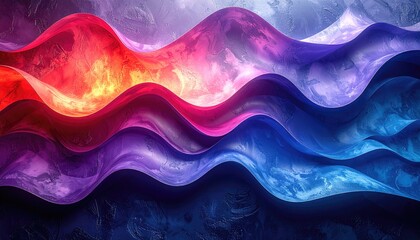  Abstract wavy pattern with a gradient of blue, purple, and red colors 