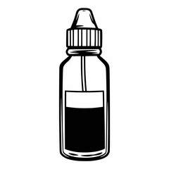A simple black and white illustration of a dropper bottle