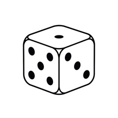 Vector icon of a white dice, isolated on a transparent background