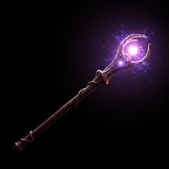 A magical wand, intricately designed, glows with ethereal light, suggesting ancient spells and mystical energy within a fantasy realm ,mystical ,fantastic ,whimsical
