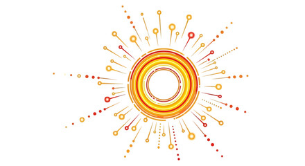 Abstract illustration of a radiant sunburst design with concentric circles and radiating lines.