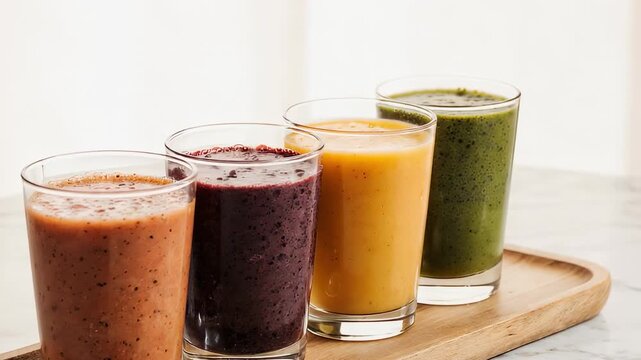 Batidos de frutas naturales en variedad de colores