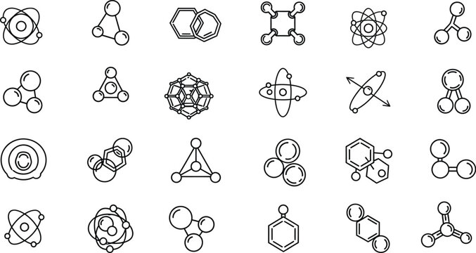 Collection of hand drawn molecular structures and chemical formulas