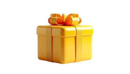 Bright yellow present tied with matching ribbon, against black