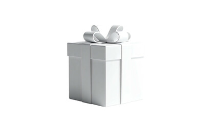 Square gift with bow, white, presented against black background