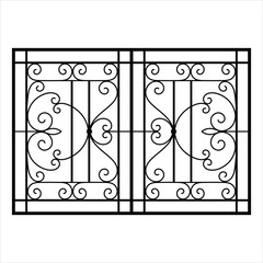 Elegant Curved Scrollwork Vector Window Grill Design